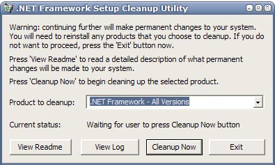 It will display them in a list with the option to uninstall a specific .net Framework version or all of them from the computer system.