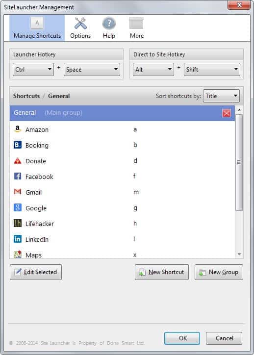 site launcher