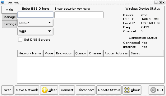 Wifi-wiz Main Window