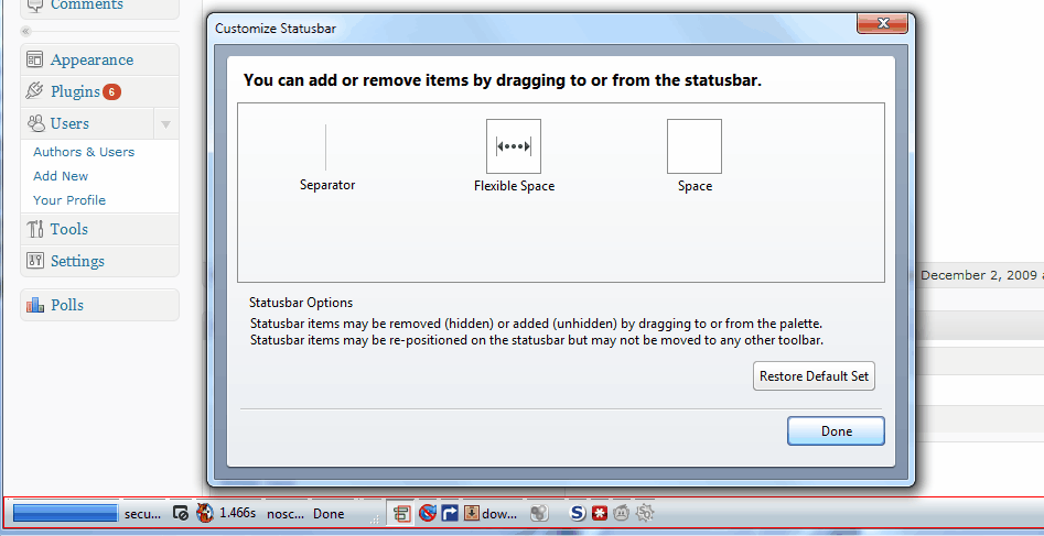 firefox customize statusbar