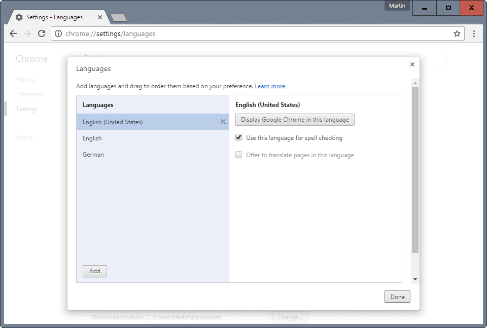 chrome add languages