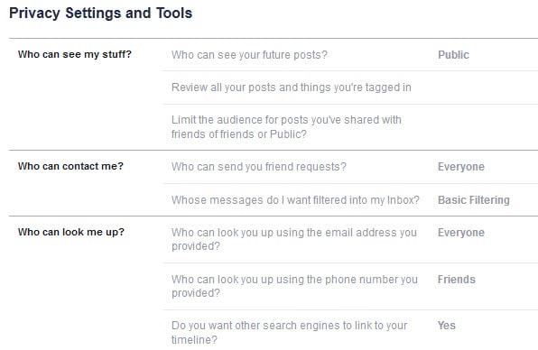 facebook privacy settings