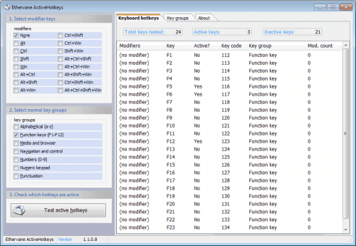 active hotkeys