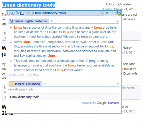 dictionary look up translation