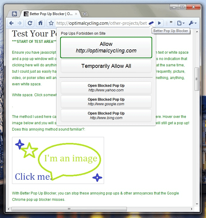 pop up blocker for chrome extension
