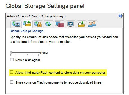 Fix Allow Third-Party Flash Content To Store Data On Your Computer