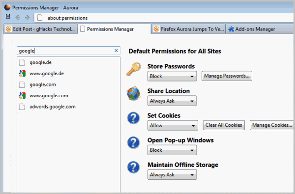 firefox about permissions