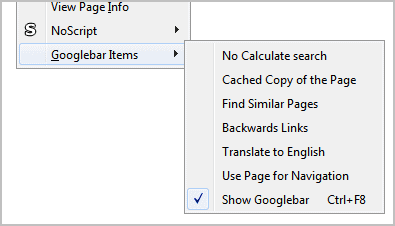 googlebar menu