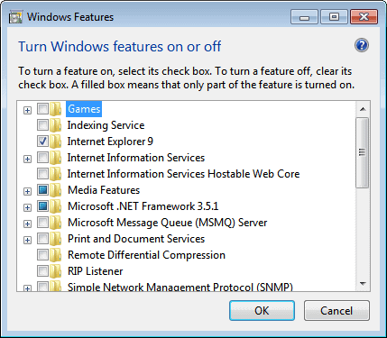 windows features