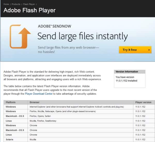 download free flash player 8 and javascript