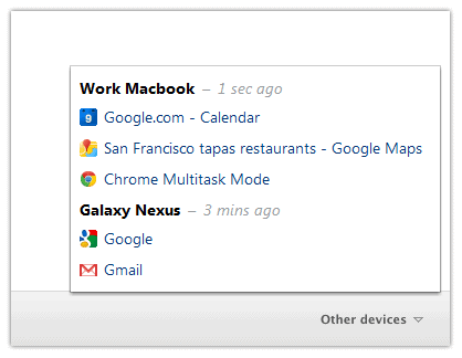 chrome other devices menu