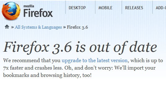 firefox out of date