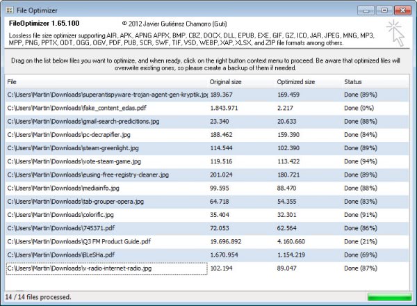 reduce file size