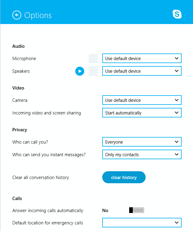 video settings for skype video call