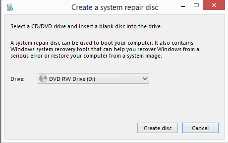 create a system repair disc