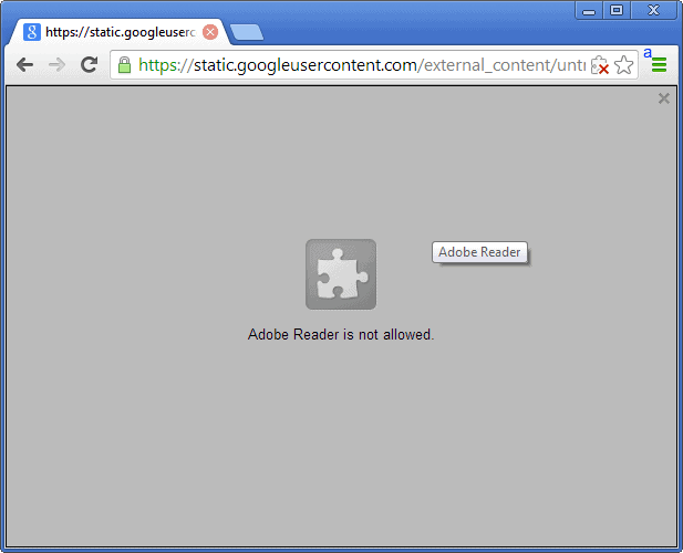 adobe reader is not allowed