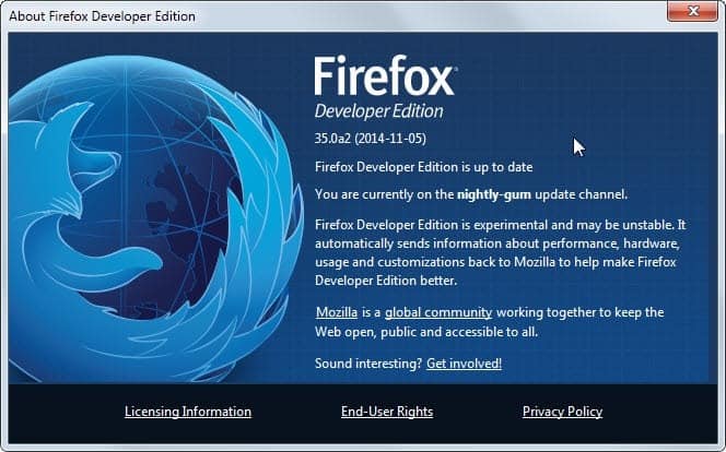 firefox developer edition nightly