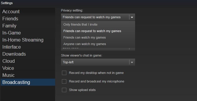 steam broadcast