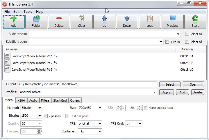 thandbrake batch gui handbrake