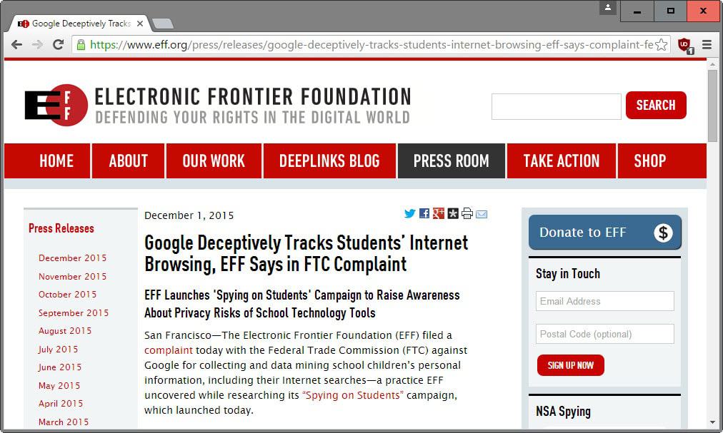 chrome tracking gafe