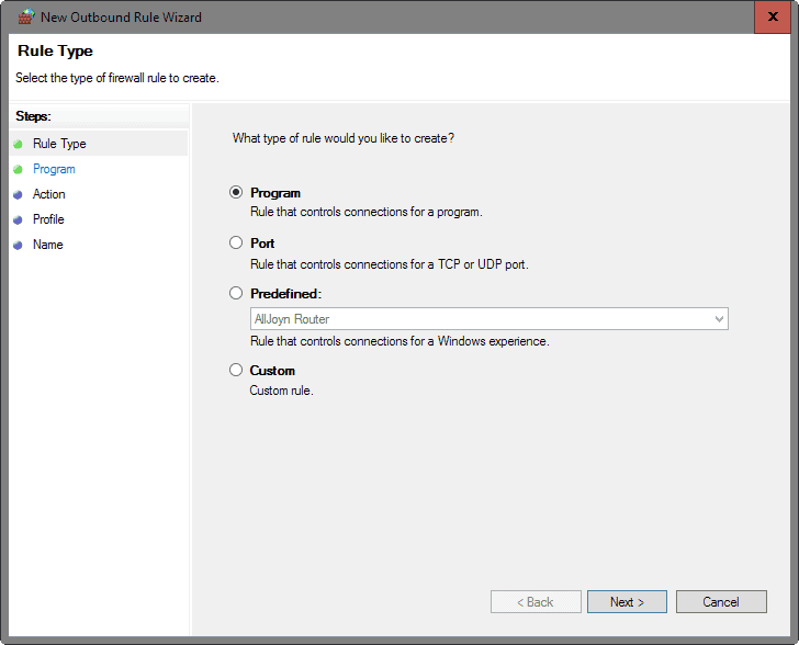 Windows Firewall Block Program Outbound