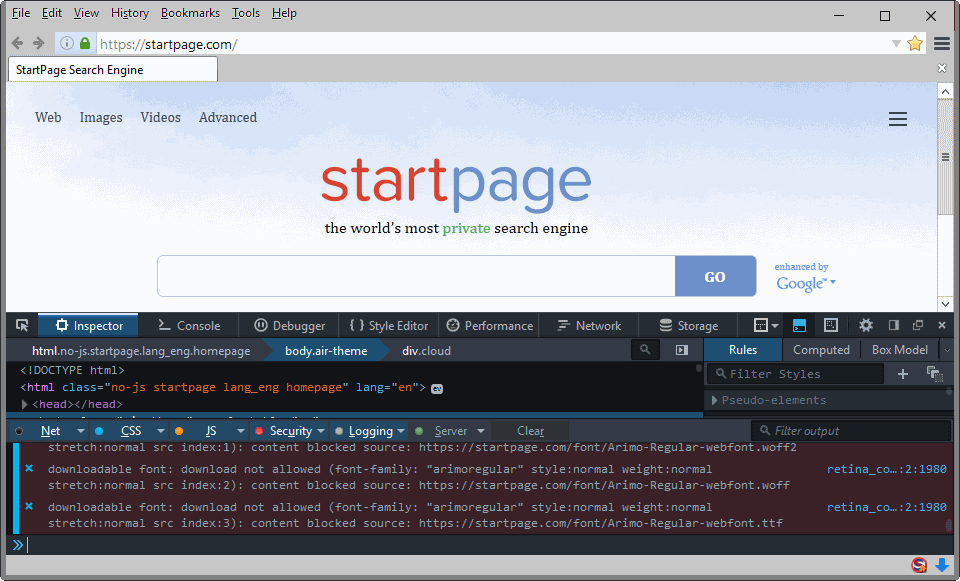 firefox developer tools