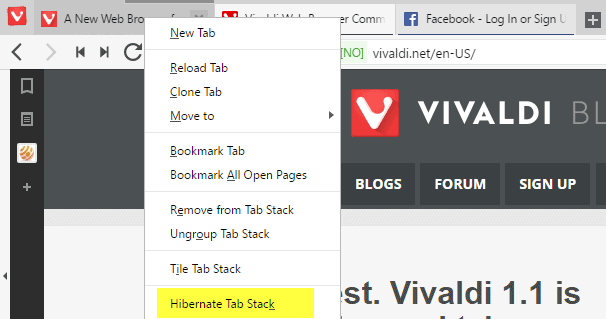 hibernate tab stack