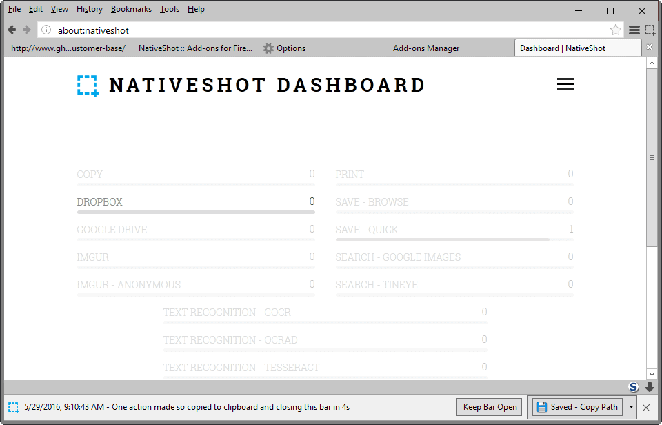 nativeshot dashboard