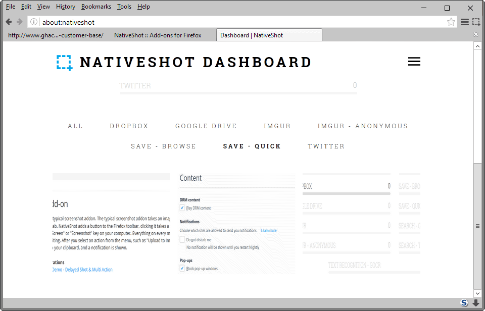 nativeshot options