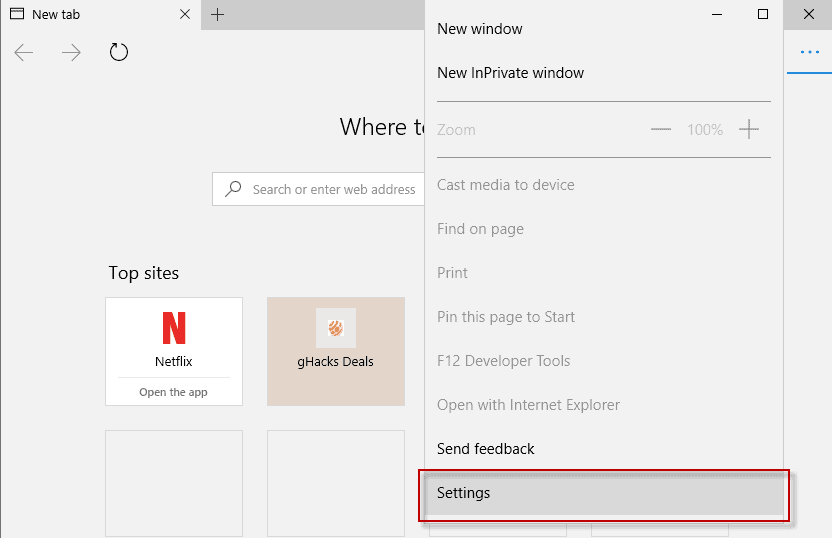 microsoft edge settings