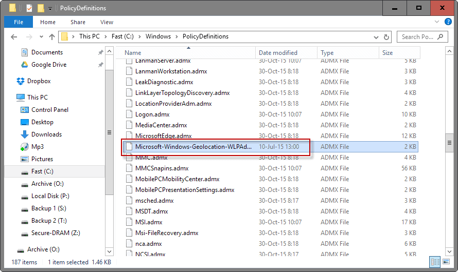 No System Under Administrative Templates