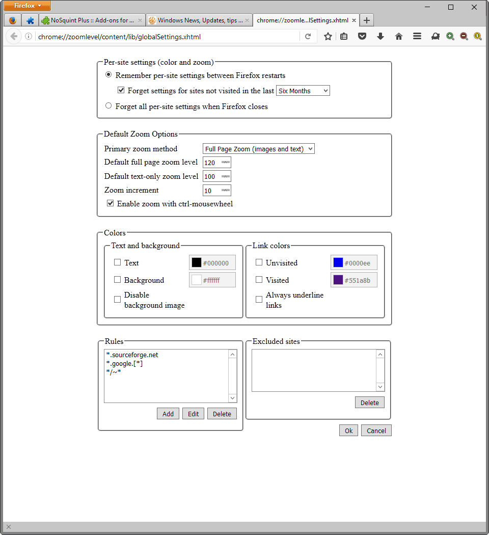 nosquint global settings