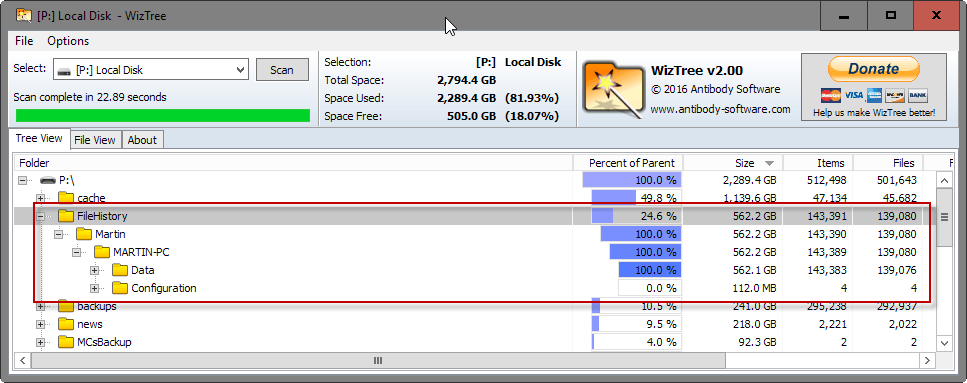 reduce file history size