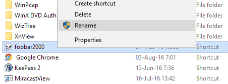 rename shortcut windows 7
