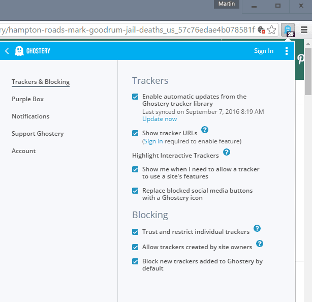 ghostery 7 settings