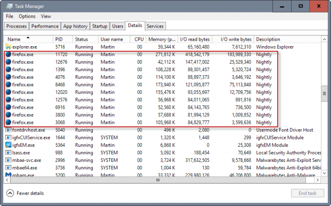 multiple processes of firefox multiple processes of firefox