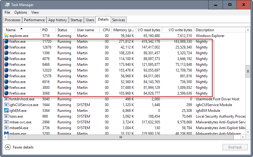 firefox multi process processes