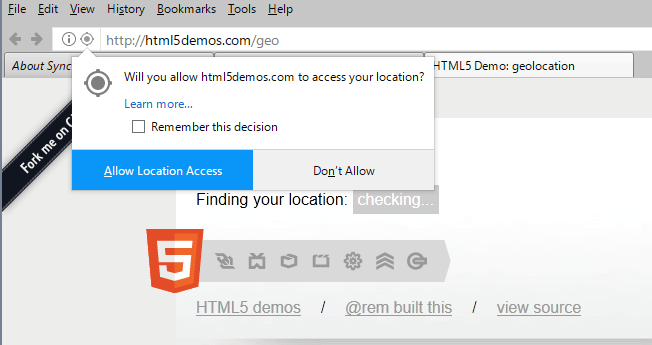 new share location firefox