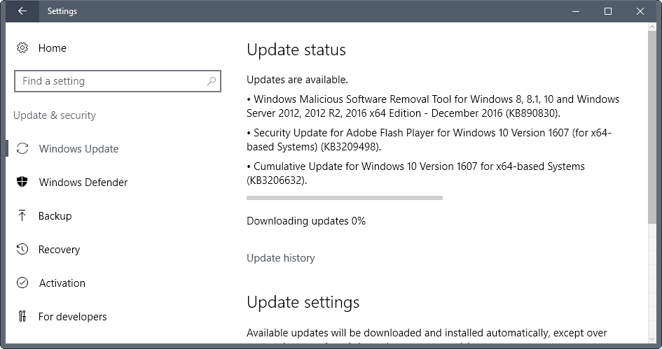 windows updates december 2016