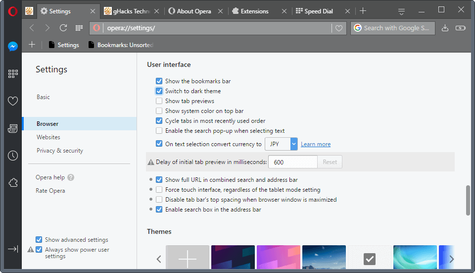 opera dark theme
