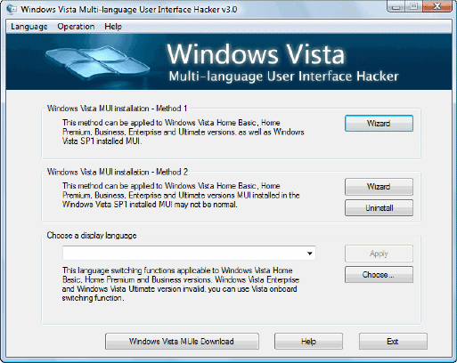 Vista Multilingual User Interface Hacker