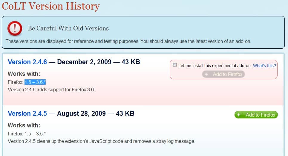 run older versions of firefox