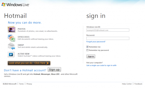 hotmail account sign in