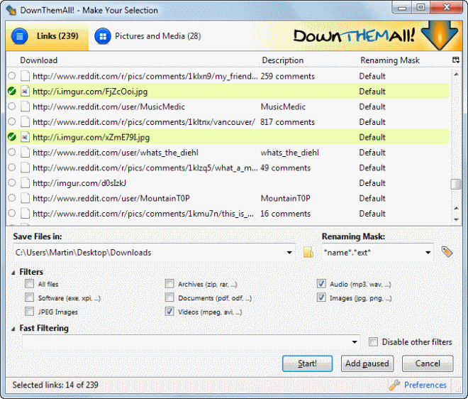 Use DownThemAll to download all files you want from ...