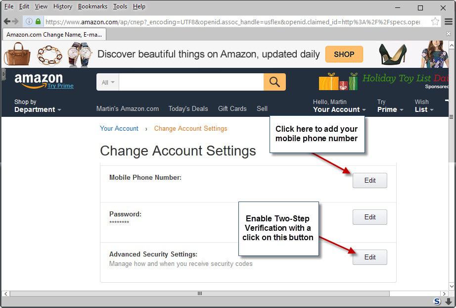 how to change phone number amazon prime