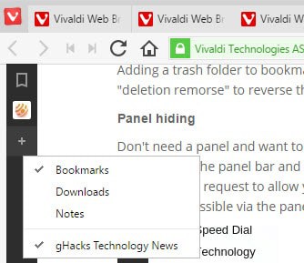 vivaldi panels