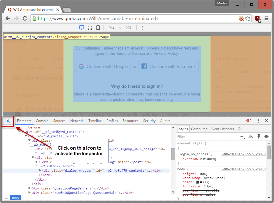 html inspector error finder