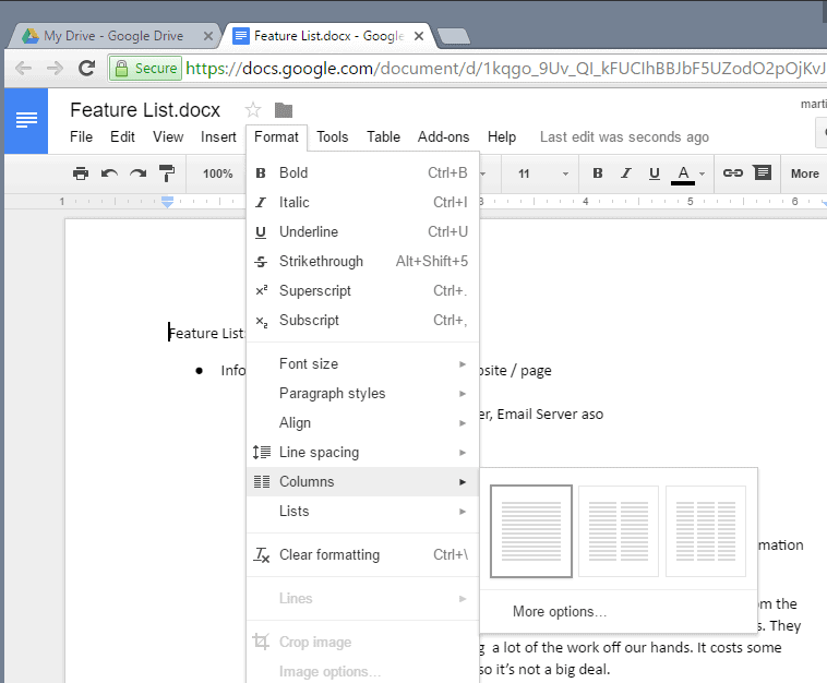 how to show path in google docs google drive