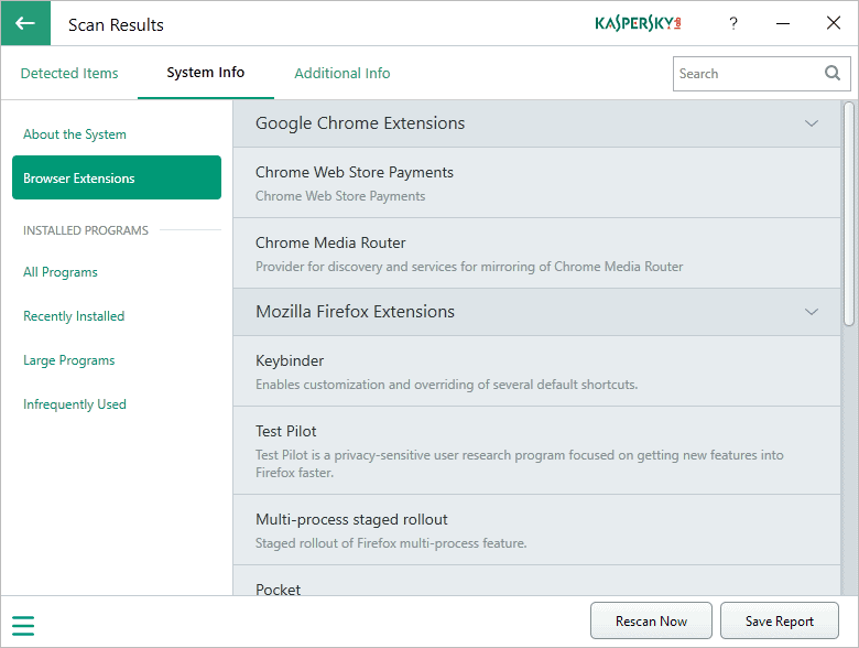 kaspersky system checker info