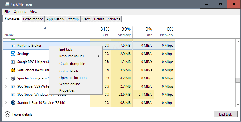 end task runtime broker